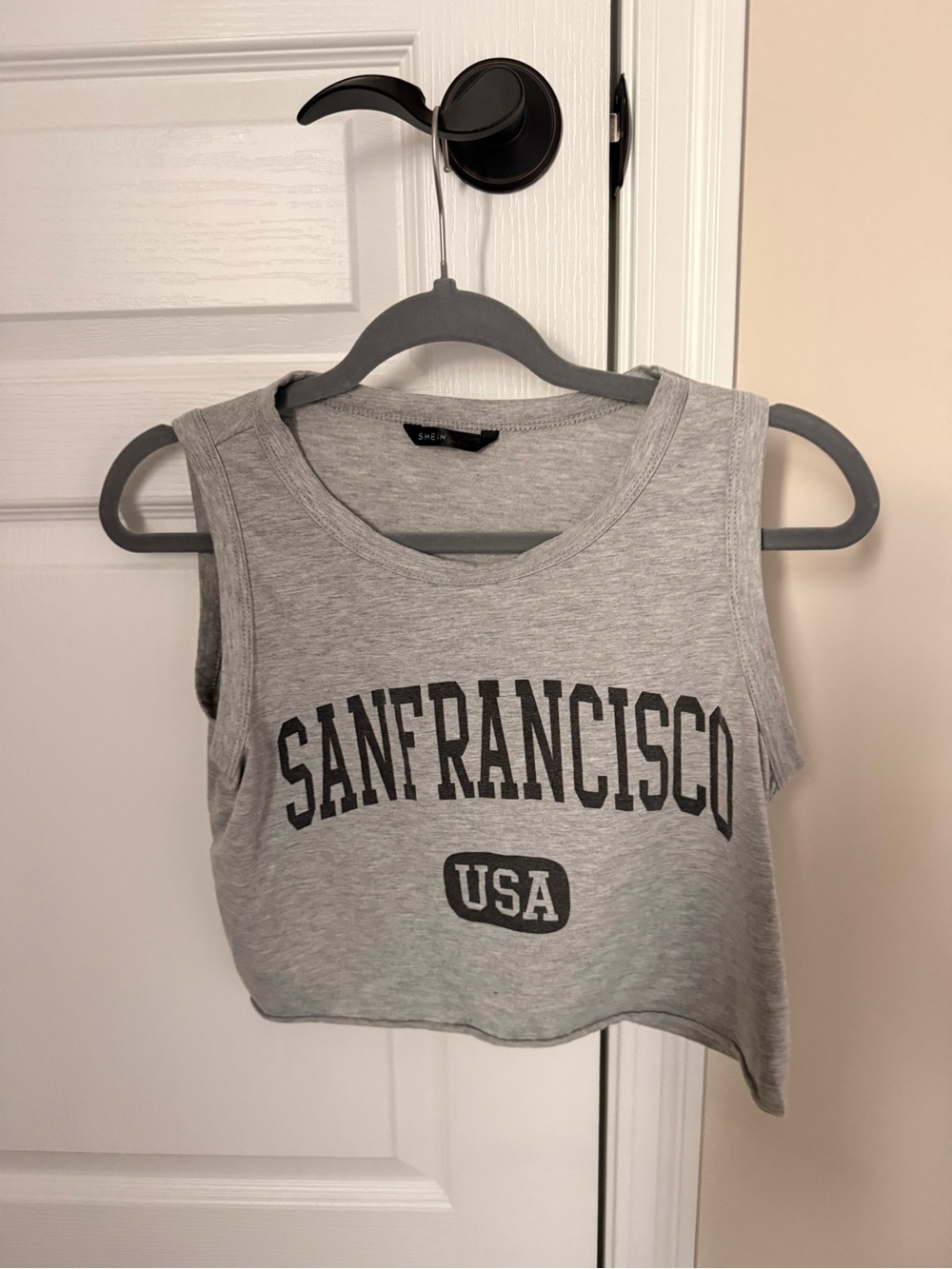 SHEIN Gray San Francisco USA Cropped Tank Top